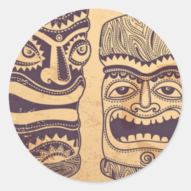 Vintage Tiki Set Classic Round Sticker (Front)