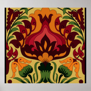 Vintage tile, Art Nouveau decor. Poster