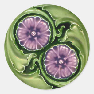 Vintage Tile Design Arts and Crafts Art Nouveau Classic Round Sticker