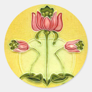 Vintage Tile Designs Arts and Crafts Art Nouveau Classic Round Sticker