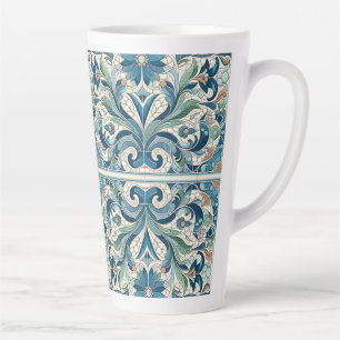 Vintage Tile Foliage Design  Latte Mug