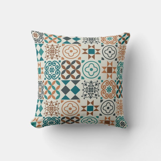 vintage tile pattern. Vintage illustration Throw Pillow (Front)