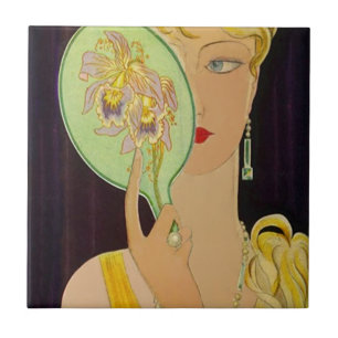 Vintage Tile Reflection Fashionable Flapper Mirror