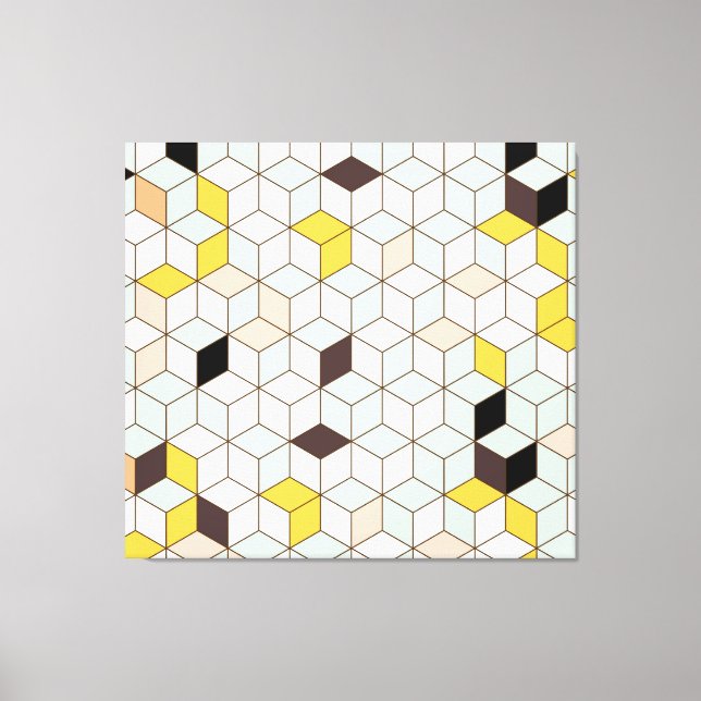 Vintage tiles, geometric black white pattern. canvas print (Front)