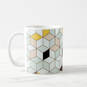 Vintage tiles, geometric black white pattern. coffee mug