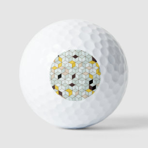 Vintage tiles, geometric black white pattern. golf balls