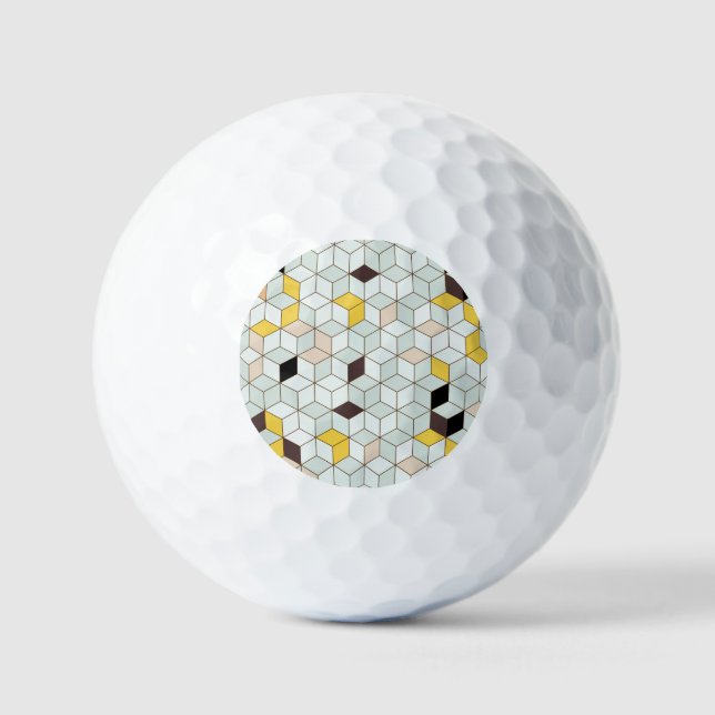 Vintage tiles, geometric black white pattern. golf balls (Front)