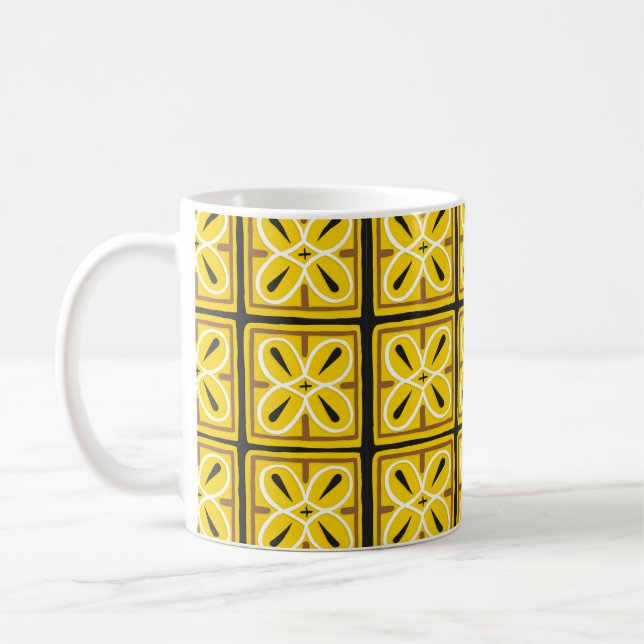 Vintage tiles, illustration pattern  coffee mug (Left)