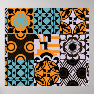 Vintage tiles: intricate decorative details. poster