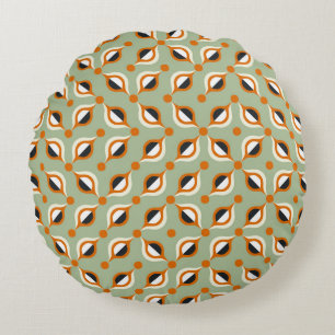 Vintage tiles pattern, abstract seamless backgroun round pillow