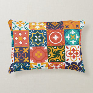 Vintage tiles Vintage background. Traditional geom Accent Pillow