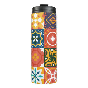 Vintage tiles Vintage background. Traditional geom Thermal Tumbler