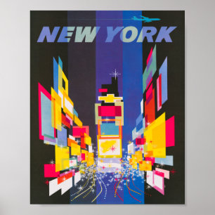 Vintage Time Square Travel Poster