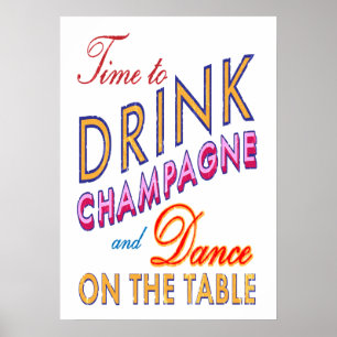 Vintage Time to Drink Champagne Poster