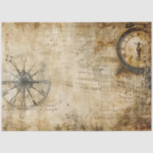 Vintage Timekeeper Collage Pattern Tissue Paper