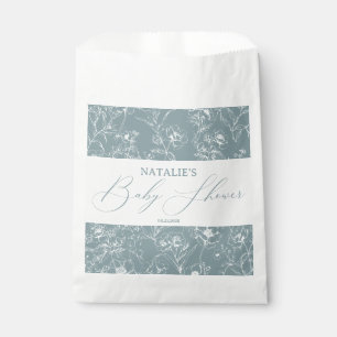 Vintage Timeless Floral Blue Baby Shower Favour Bag