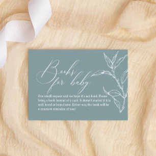 Vintage Timeless Floral Blue Books For Baby Shower Card