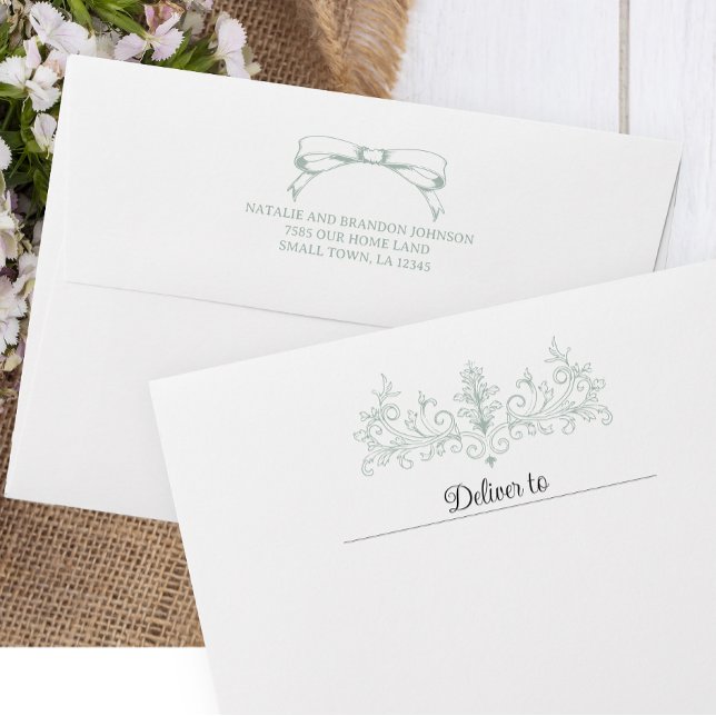 Vintage Timeless Floral Green Baby Shower Envelope (Creator Uploaded)