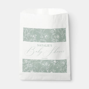 Vintage Timeless Floral Green Baby Shower Favour Bag