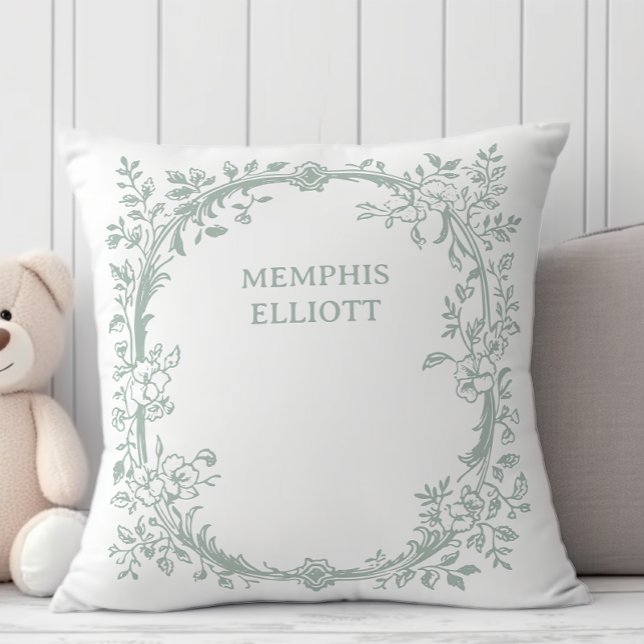 Vintage Timeless Floral Green Baby Throw Pillow (Creator Uploaded)