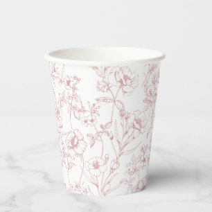 Vintage Timeless Floral Pink Baby Shower Paper Cups