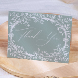Vintage TimelessFloral Green Baby Shower Thank You