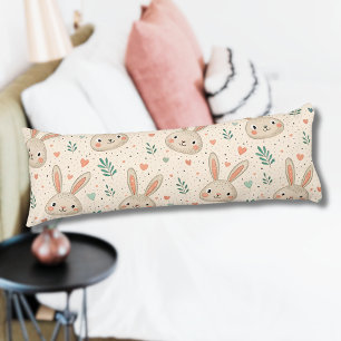 Vintage Tiny Bunny Faces with Roses Pattern Body Pillow