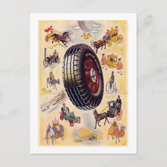 Vintage Tire Ad - Dunlp Tires Postcard (Front)