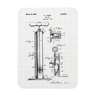 Vintage Tire Pump Patent Illustration Magnet