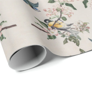 Vintage Tit Birds On An Apple Tree Art Wrapping Paper