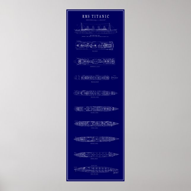 VINTAGE TITANIC BLUEPRINT POSTER (Front)