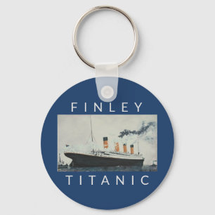 VINTAGE TITANIC NAME PURPLE RED BLUE KEYCHAIN