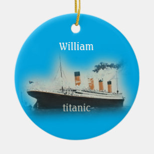 Vintage Titanic Ocean Liner Boy Blue Name Ship Ceramic Ornament
