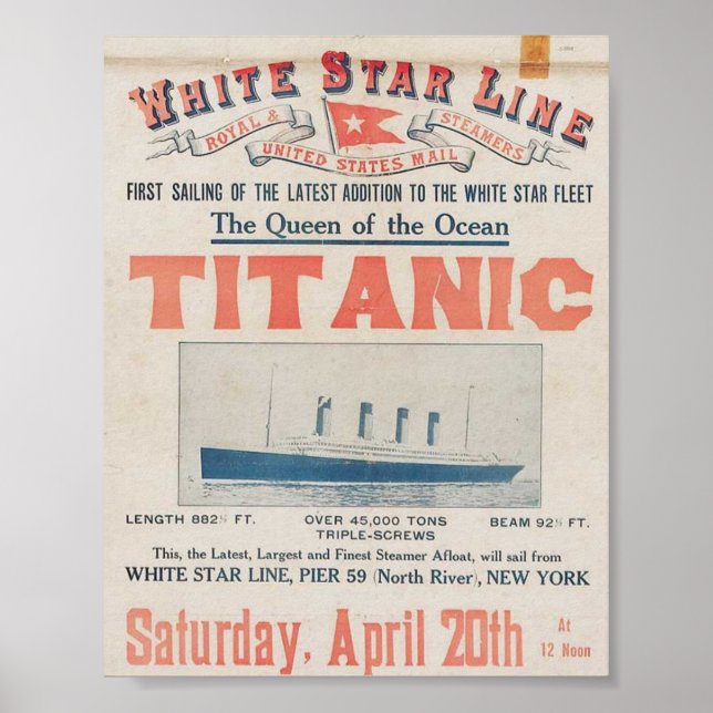 Vintage Titanic Travel Poster (Front)