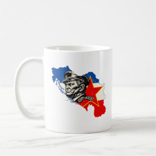 Vintage Tito SFRY Yugoslavia Map Woodcut Coffee Mug