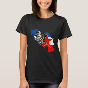 Vintage Tito SFRY Yugoslavia Map Woodcut T-Shirt