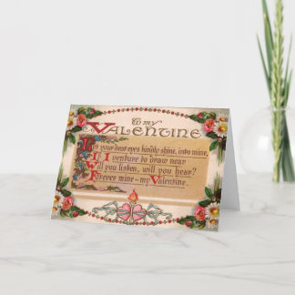 Vintage - To My Valentine - Poem Holiday Card