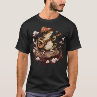 Vintage Toad Frog Playing Banjo Mushroom Cottageco T-Shirt