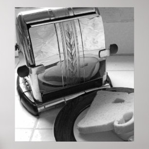 Vintage Toaster Black White Kitchen Art Print