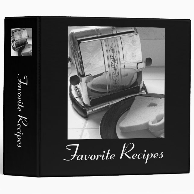 Vintage Toaster Kitchen Art Recipe Binder (Front/Spine)