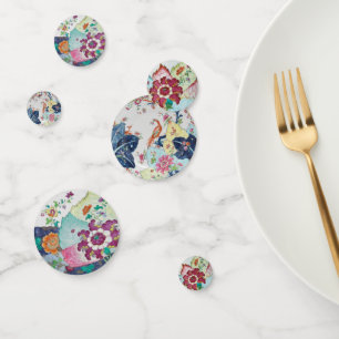 vintage Tobacco Leaf blue white pink green Confetti