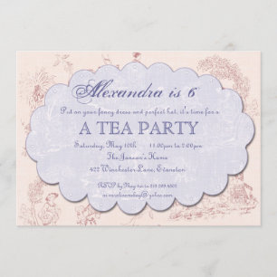 Vintage Toile Birthday Tea Party Invitation