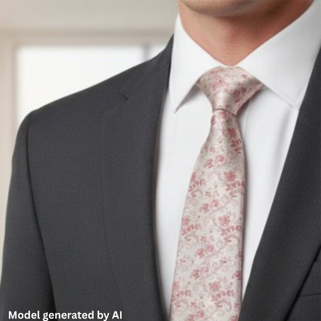 Vintage Toile De Jouy Dusty Rose Pattern Tie (Creator Uploaded)