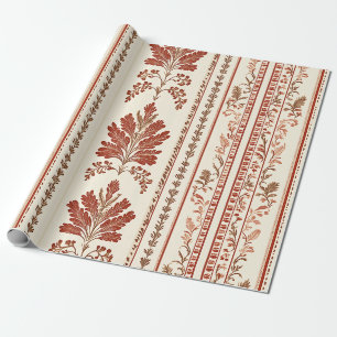 Vintage Toile de Jouy Floral Stripe - Terracotta 6 Wrapping Paper