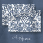Vintage Toile Floral Navy Blue and White Decoupage Tissue Paper<br><div class="desc">Large scale version of,  "Vintage Toile Floral Navy Blue White Decoupage Art heavy weight tissue paper."  Elegant Victorian or Jacobean style floral in navy blue and white w leaf greenery.   All artwork was graphically designed by internationally licensed artist and designer,  Audrey Jeanne Roberts,  copyright.</div>