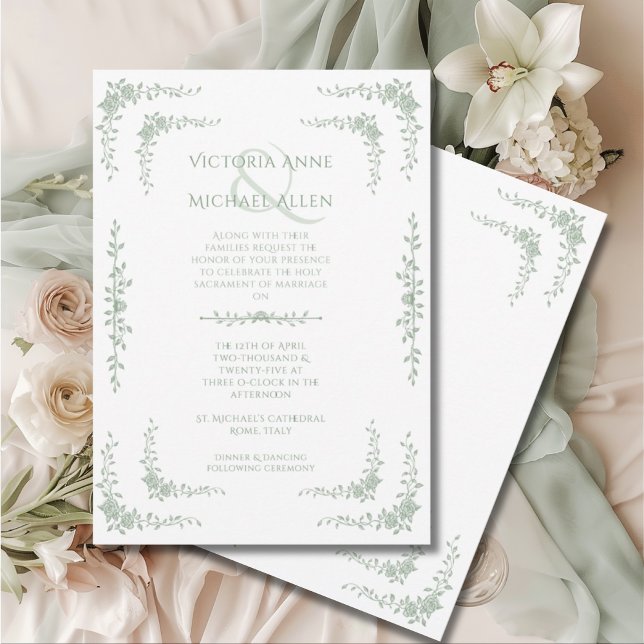 Vintage Toile Français Élégant Mariage Invitation (Créateur téléchargé)