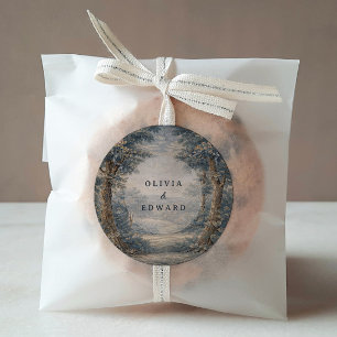 Vintage Toile Wedding Tapestry Romantic Woodland Classic Round Sticker