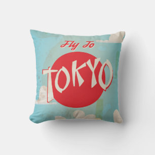 Vintage Tokyo, Japan Travel Posters Throw Pillow