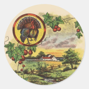 Vintage Tom Turkey Farm Thanksgiving Stickers