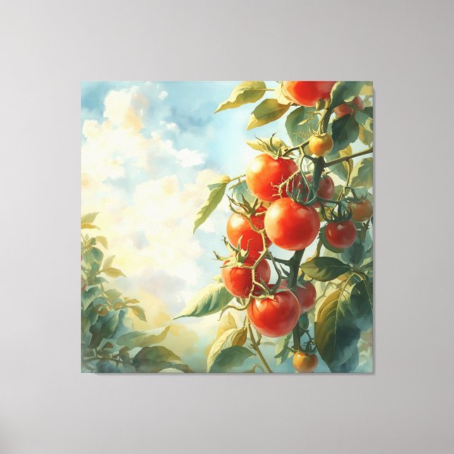 Vintage Tomatoes on a Vine Canvas Print (Front)